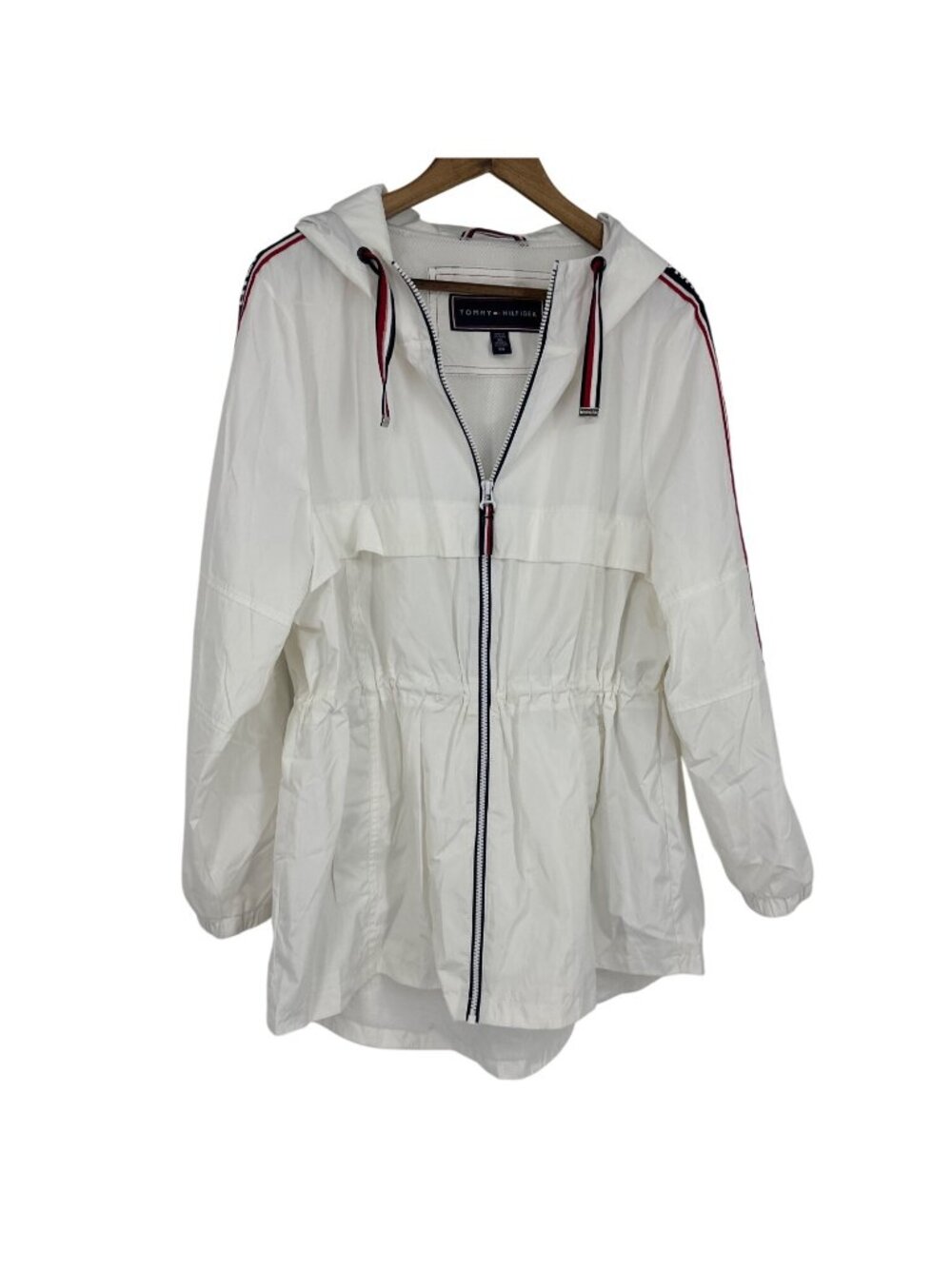Tommy Hilfiger Women's Logo Long‎ Sleeve Hooded Windbreaker Jacket Size XL